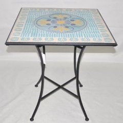 Table made of metall, covered with mosaic