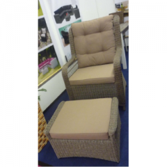 PE Rattan Relax Sessel mit Hocker