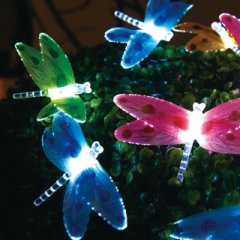 Solar-powered light chain with dragonflies