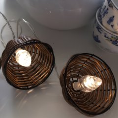 LED Lichterkette Rattan Hauben