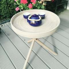 Tray table made of rattan